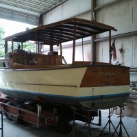 This is a good example of an early version of a picnic-style boat. You'll see this design approach refined in the Hinckley Tilaria.