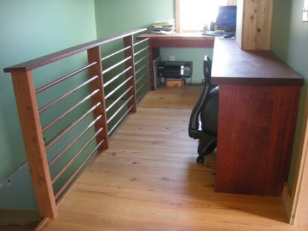 Spanish cedar, purple heart and copper pipe office area