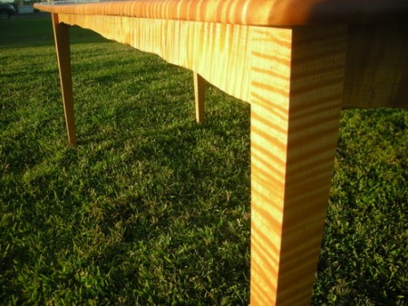 Tiger maple dining table closeup